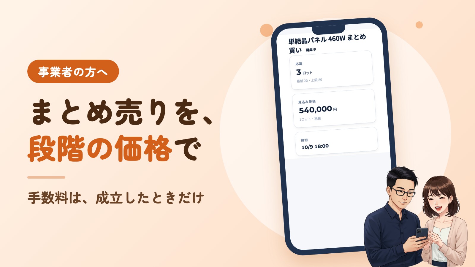 共同購入の募集を出す記事。まとめ売りを、段階の価格で